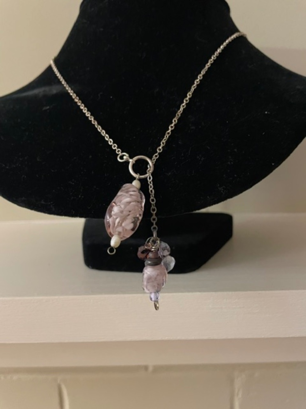 Sterling Silver Lariat with Purple Beads
